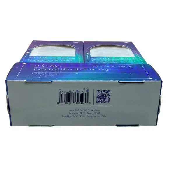 Spa Savvy 1000 Total Natural Cotton Swabs & Rounds Flexible Plastic Stem - Picture 3 of 3